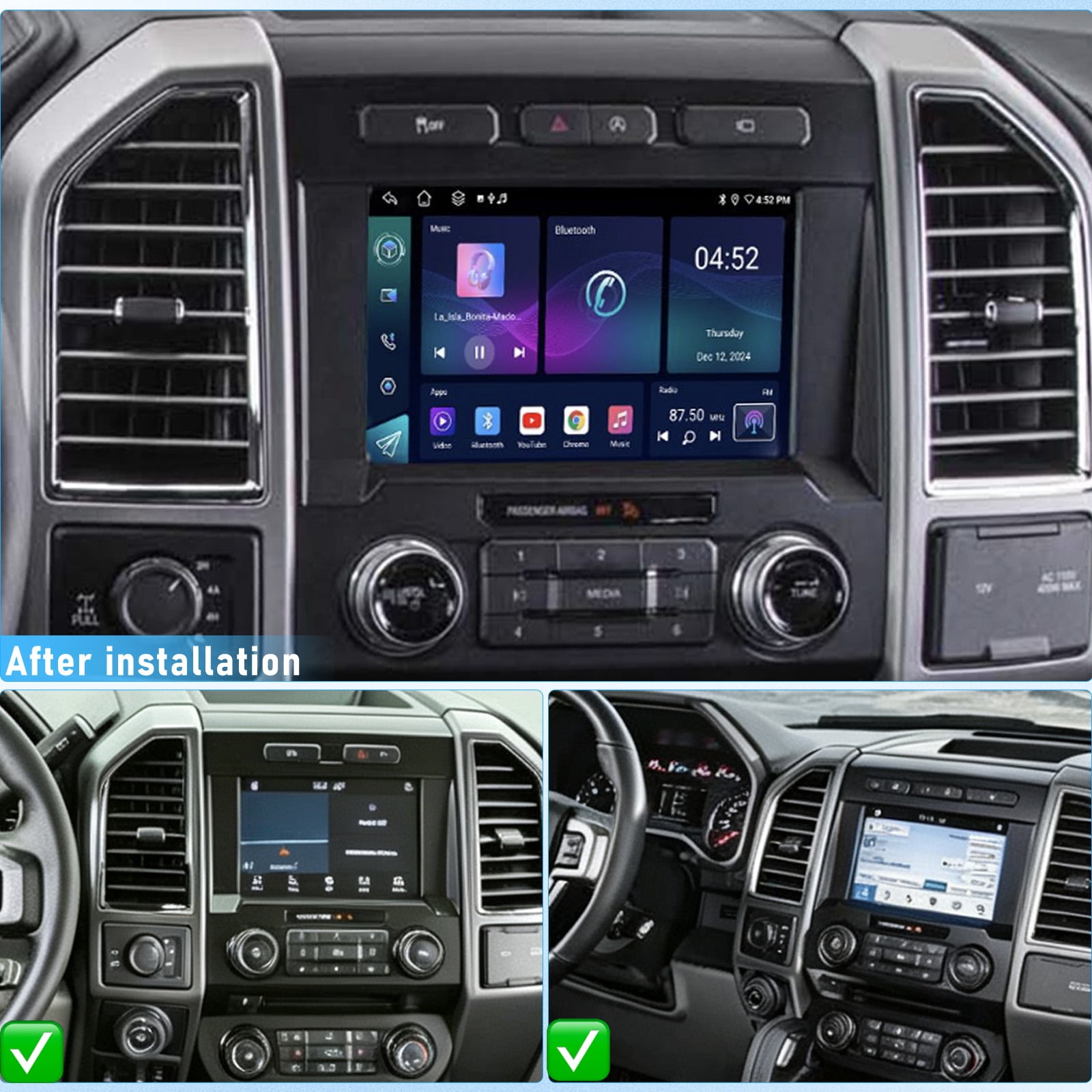 2+64G Quad Core Android 14 Car Stereo Radio for Ford F150 2015-2020, 8 ...