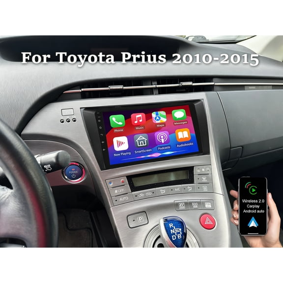 2+64G Upgrade Car Radio for Toyota Prius 2010-2015 with Wireless CarPlay and Android Auto Android 15 9 inch IPS Touchscreen GPS BT Wifi FM Backup Camera
