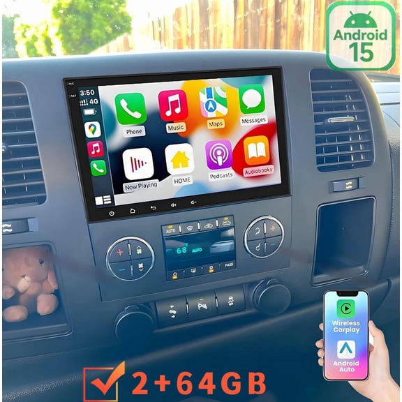 2+64GB 8inch Android 15 Car Stereo For Chevrolet Silverado 2007-2013, GPS Navigation Head Unit with Wireless CarPlay & Android Auto, DAB+, DVR, DSP, SWC & AHD Camera