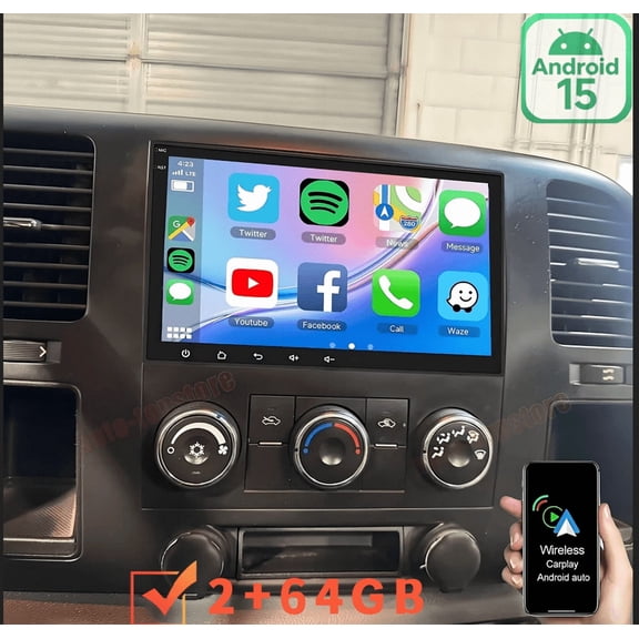 2+64GB 8inch Android 15 Car Stereo For GMC Sierra 2009-2012, GPS Navigation Head Unit with Wireless CarPlay & Android Auto, DAB+, DVR, DSP, SWC & AHD Camera