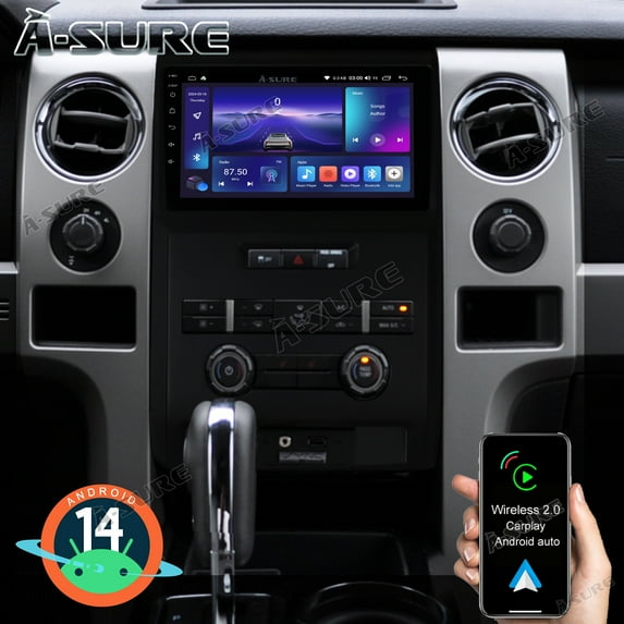 2+64GB Android 14 Car Radio Stereo for Ford F150 2009-2014 Standard Version, 9" Wireless CarPlay Android Auto GPS Navi Wi-Fi Bluetooth SWC DSP FM RDS
