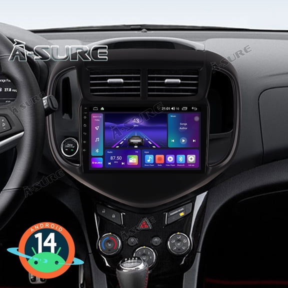 2+64GB Android 14 Car Radio Stereo for Chevrolet Aveo Sonic 2017-2020, Wireless CarPlay Android Auto GPS Navi WiFi Bluetooth SWC DSP FM RDS
