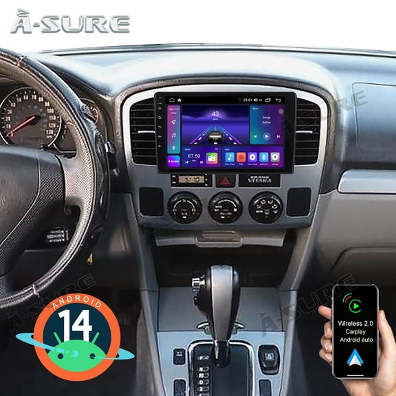 2+64GB Android 14 Car Stereo Radio for 1999-2005 Suzuki Grand Vitara FT GT MK2, Wireless CarPlay Android Auto GPS Navi WiFi Bluetooth DSP RDS SWC