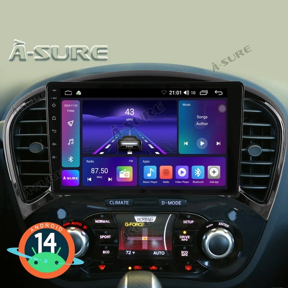2+64GB Android 14 Car Stereo Radio for Nissan Juke F15 2010-2018 Infiniti ESQ 2011-2017, Wireless CarPlay GPS Navi WiFi Bluetooth DSP FM RDS SWC