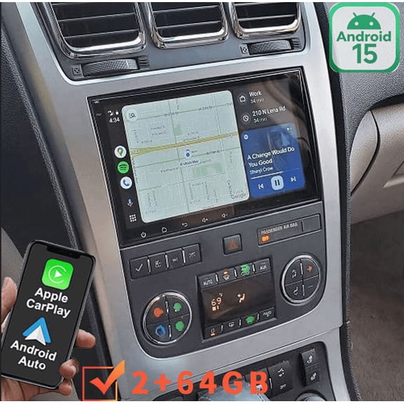 2+64GB Android 15 Car Stereo For GMC Acadia 2008-2012, 8inch GPS Head Unit with Wireless CarPlay & Android Auto, DAB+, DVR, DSP & AHD Camera