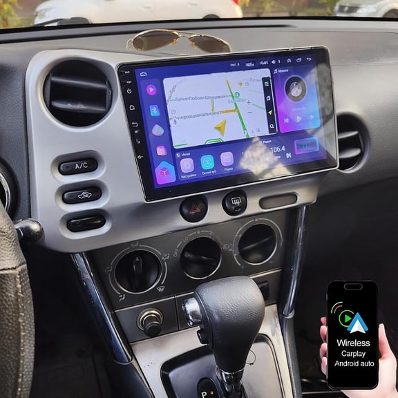 2+64GB for Toyota Matrix 2003-2004 Android Car Stereo with Wireless Carplay/Android Auto, 9 Inch Touch Screen Bluetooth Car Radio Support WiFi GPS FM/RDS SWC HiFi Audio Backup Camera