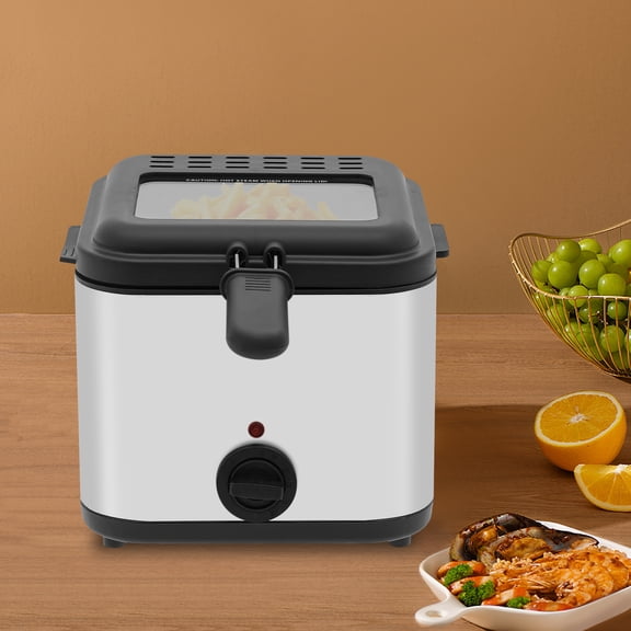 2.64Qt Electric Deep Fryer 1000W, 3-Layer Cool-Touch Stainless Steel Deep Fryer with Basket, Adjustable Temp 176-374, Removable Viewing Window Lid for Home Kitchen Chicken Fries