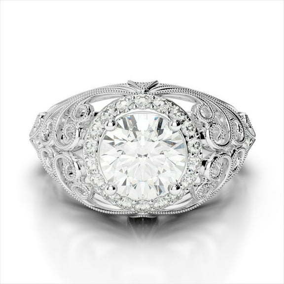 2.65 Ct Stunning Solitaire Round Natural Moissanite Diamond Wedding Rings For Her Solid 14K White Gold