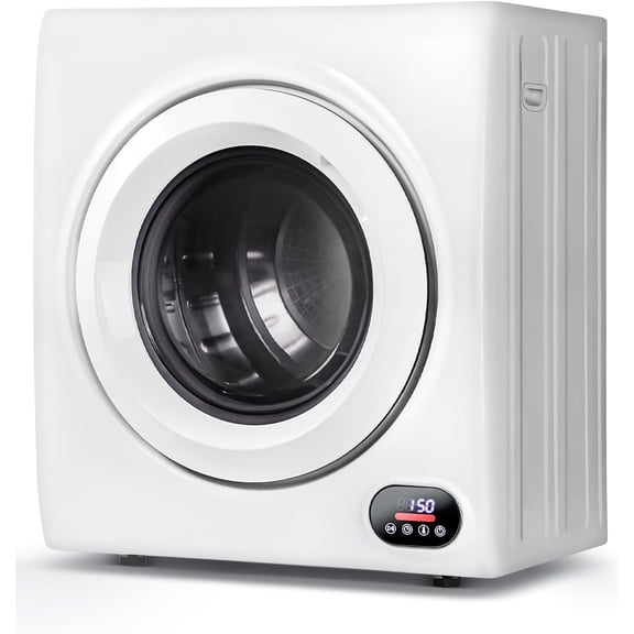 2.65 Cu.Ft Portable Clothes Dryer - 1400W Clothes Dryer with Stainless Steel Tub, Front Load Tumble, LCD Touch Panel - Compact Drying Unit for Laundry, Apartments, Dorms