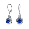 thumbnail image 1 of 2.66 CT Sri Lanka Sapphire & Diamond Dangle Earring, White Gold, 1 of 1