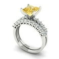 thumbnail image 1 of 2.66 ct Brilliant Princess Cut Natural Citrine 18K White Gold Solitaire with Accents Engagement Bridal Wedding Ring Band Set size 9.25, 1 of 7