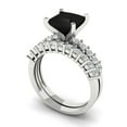 thumbnail image 1 of 2.66 ct Brilliant Princess Cut Natural Onyx 18K White Gold Solitaire with Accents Engagement Bridal Wedding Ring Band Set size 4.75, 1 of 7