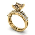 thumbnail image 1 of 2.66 ct Brilliant Princess Cut Champagne 18K Yellow Gold Solitaire with Accents Engagement Bridal Wedding Ring Band Set size 7.25, 1 of 7