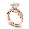 thumbnail image 1 of 2.66 ct Brilliant Princess Cut Zircon 14k Rose Gold Solitaire with Accents Engagement Bridal Wedding Ring Band Set size 6, 1 of 7