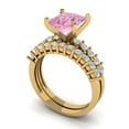 thumbnail image 1 of 2.66 ct Brilliant Princess Cut Pink Zircon 14k Yellow Gold Solitaire with Accents Engagement Bridal Wedding Ring Band Set size 7, 1 of 7