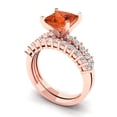 thumbnail image 1 of 2.66 ct Brilliant Princess Cut Red Zircon 14k Rose Gold Solitaire with Accents Engagement Bridal Wedding Ring Band Set size 10.75, 1 of 7