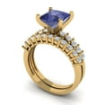 thumbnail image 1 of 2.66 ct Brilliant Princess Cut Tanzanite 14k Yellow Gold Solitaire with Accents Engagement Bridal Wedding Ring Band Set size 8, 1 of 7