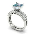 thumbnail image 1 of 2.66 ct Brilliant Princess Cut Blue Moissanite 18K White Gold Solitaire with Accents Engagement Bridal Wedding Ring Band Set size 10.75, 1 of 7