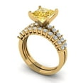 thumbnail image 1 of 2.66 ct Brilliant Princess Cut Yellow Moissanite 18K Yellow Gold Solitaire with Accents Engagement Bridal Wedding Ring Band Set size 5, 1 of 7