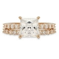 thumbnail image 1 of 2.66 ct Princess Cut Genuine Cultured Diamond VS1-VS2 I-J 18K Yellow Gold Engagement Wedding Bridal Set Designer Ring bW/ Set W/ Crystal side stones size 9, 1 of 5