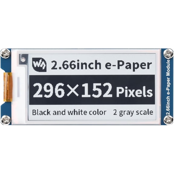 2.66inch E-Paper E-Ink Display Module 296152 Pixels, Black/White Dual-Color, Support Partial Refresh, SPI Interface Compatible with /Jetson Nano/Ardui/STM32, etc.
