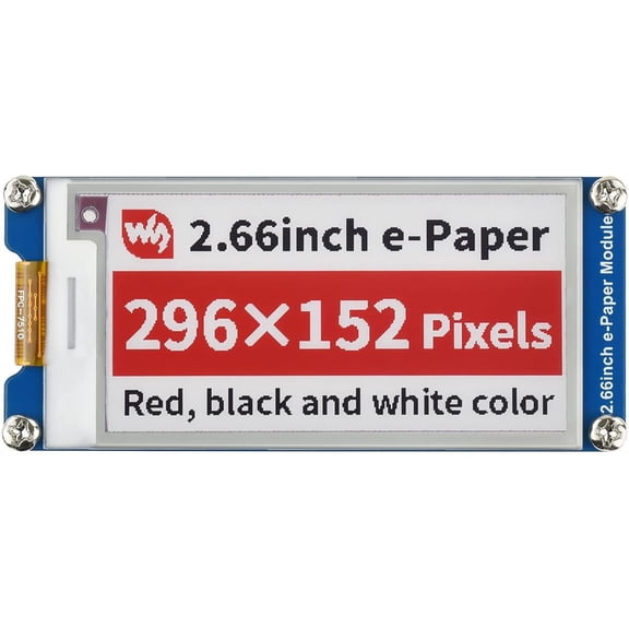 2.66inch E-Paper E-Ink Display Module (B), 296152 Pixels, Red/Black/White Three Display Colors, SPI Interface Compatible with /Jetson Nano/Ardui/STM32, etc.