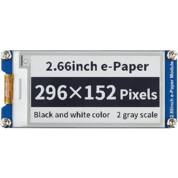 2.66inch E-Paper E-Ink Display Module Compatible with 4B/3B+/3B/2B/B+/A+/Zero/Zero W/WH/Zero 2W 296152 Pixels Black/White Dual-Color SPI Interface Supports Partial Refresh
