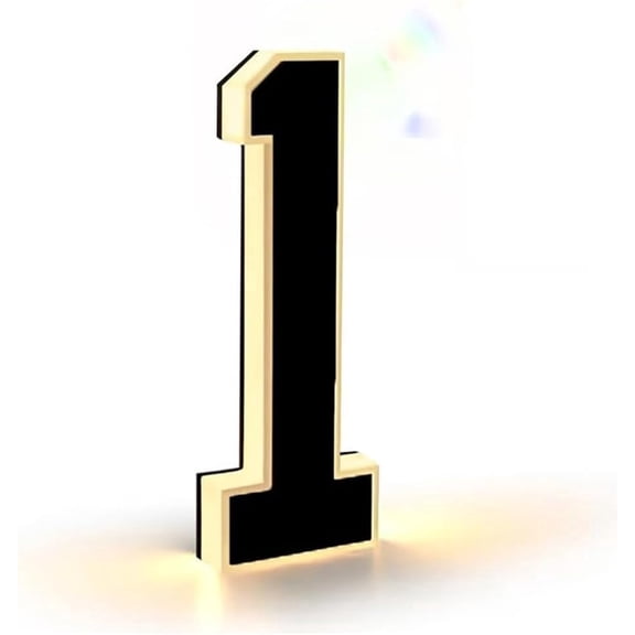 2.68 Inch Solar Powered Address Numbers - Waterproof LED Lighted House Numbers for Outside, Modern Illuminated Exterior Sign (Black, 1 Digits)-dh