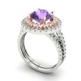 thumbnail image 1 of 2.68 ct Brilliant Round Cut Alexandrite 14k White/Rose Gold Halo Solitaire with Accents Engagement Bridal Wedding Ring Band Set size 6, 1 of 7