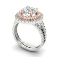 thumbnail image 1 of 2.68 ct Brilliant Round Cut Zircon 18K White/Rose Gold Halo Solitaire with Accents Engagement Bridal Wedding Ring Band Set size 6.25, 1 of 7