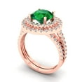 thumbnail image 1 of 2.68 ct Brilliant Round Cut Emerald 14K Rose Gold Halo Solitaire with Accents Engagement Bridal Wedding Ring Band Set size 9.5, 1 of 7