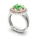 thumbnail image 1 of 2.68 ct Brilliant Round Cut Green Zircon 14k White/Rose Gold Halo Solitaire with Accents Engagement Bridal Wedding Ring Band Set size 11, 1 of 7