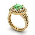 thumbnail image 1 of 2.68 ct Brilliant Round Cut Green Zircon 18K Yellow Gold Halo Solitaire with Accents Engagement Bridal Wedding Ring Band Set size 3.75, 1 of 7