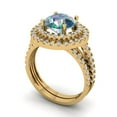thumbnail image 1 of 2.68 ct Brilliant Round Cut Blue Moissanite 14K Yellow Gold Halo Solitaire with Accents Engagement Bridal Wedding Ring Band Set size 5, 1 of 7