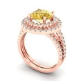 thumbnail image 1 of 2.68 ct Brilliant Round Cut Yellow Moissanite 14K Rose Gold Halo Solitaire with Accents Engagement Bridal Wedding Ring Band Set size 5.25, 1 of 7