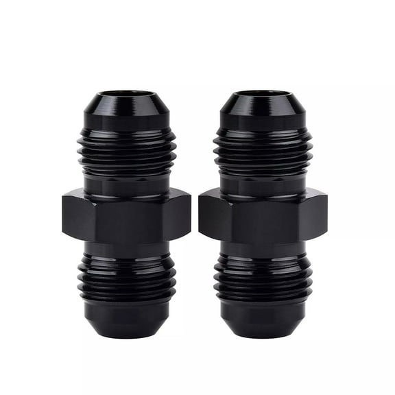 2  6AN to 6AN Male Flare Coupler Union Straight Fuel Hose Adapter Fitting Black