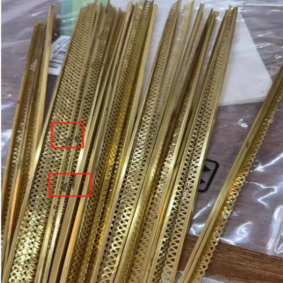 2.6FT(79.4cm) Brass Came 2pcs 3mm Golden Reinforcing Strip Edge Frame with Single Face Lace Metal Channel Strip