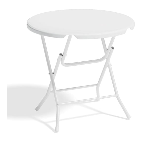 2.6Ft Round Foldable Table Portable Plastic Table for Banquet Even Indoor Outdoor (White)