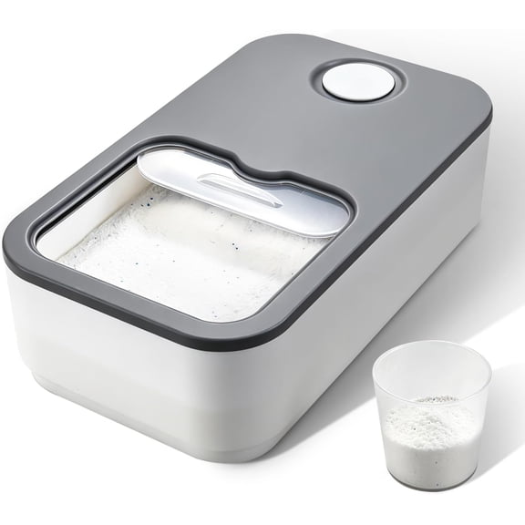 2.6GAL Laundry Powder Container, Powder Laundry Detergent Container, Plastic Laundry Powder Dispenser with Scoop & Lid, Laundry Pods & Scent Beads Container, Laundry Room Storage Containers
