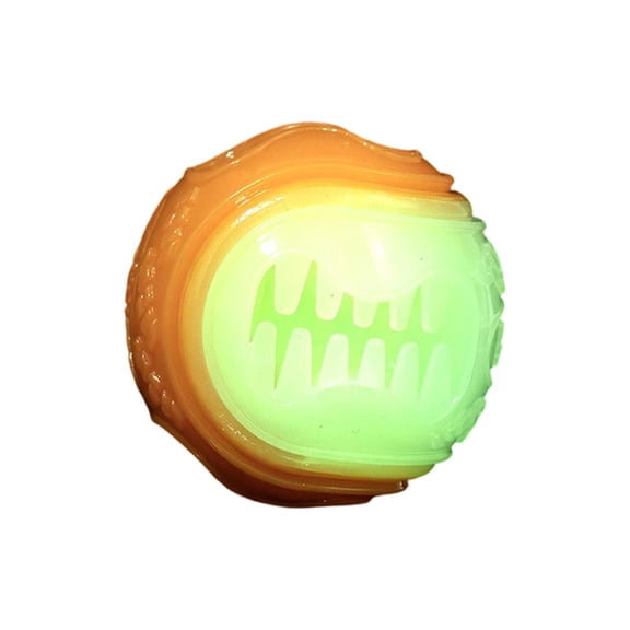 2.6Inch Dog Chew Toy, Glow-in-The-Dark TPR Treat Dispensing Ball for Aggressive Chewers, Interactive Training Toy for Small Medium Dogs - Orange