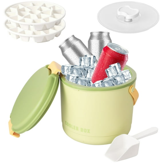 2.6L Portable Insulated Ice Bucket with Lid and Scoop Ice Container for Outdoor Picnic Camping Party PP Bucket for Freezer