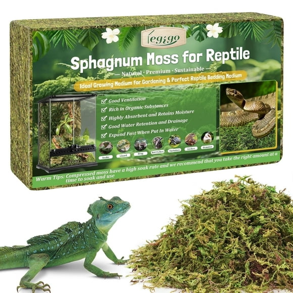 Legigo 14 OZ Sphagnum Moss for Reptile- 16 QT Natural Reptile Moss Terrarium Moss Substrate, Snake Tank Moss Peat Moss Reptile Bedding for Snake, Gecko, Ball Python, Frog and Orchids Plants