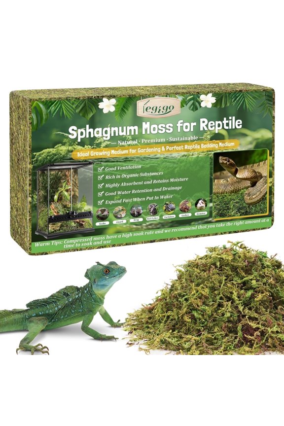 14 OZ Sphagnum Moss for Reptile- 16 QT Natural Reptile Moss Terrarium Moss Substrate, Snake Tank Moss Peat Moss Reptile Bedding for Snake, Gecko, Ball Python, Frog and Orchids Plants