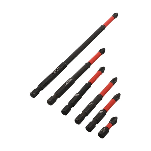 2/6Pcs 25-150Mm Non-Slip Screwdriver Bits Ph2 Magnetic Batch Cross Screw Electric Tips Head Cross Screwdriver Drill Bit Tool Set 6Pcs Smile Home
