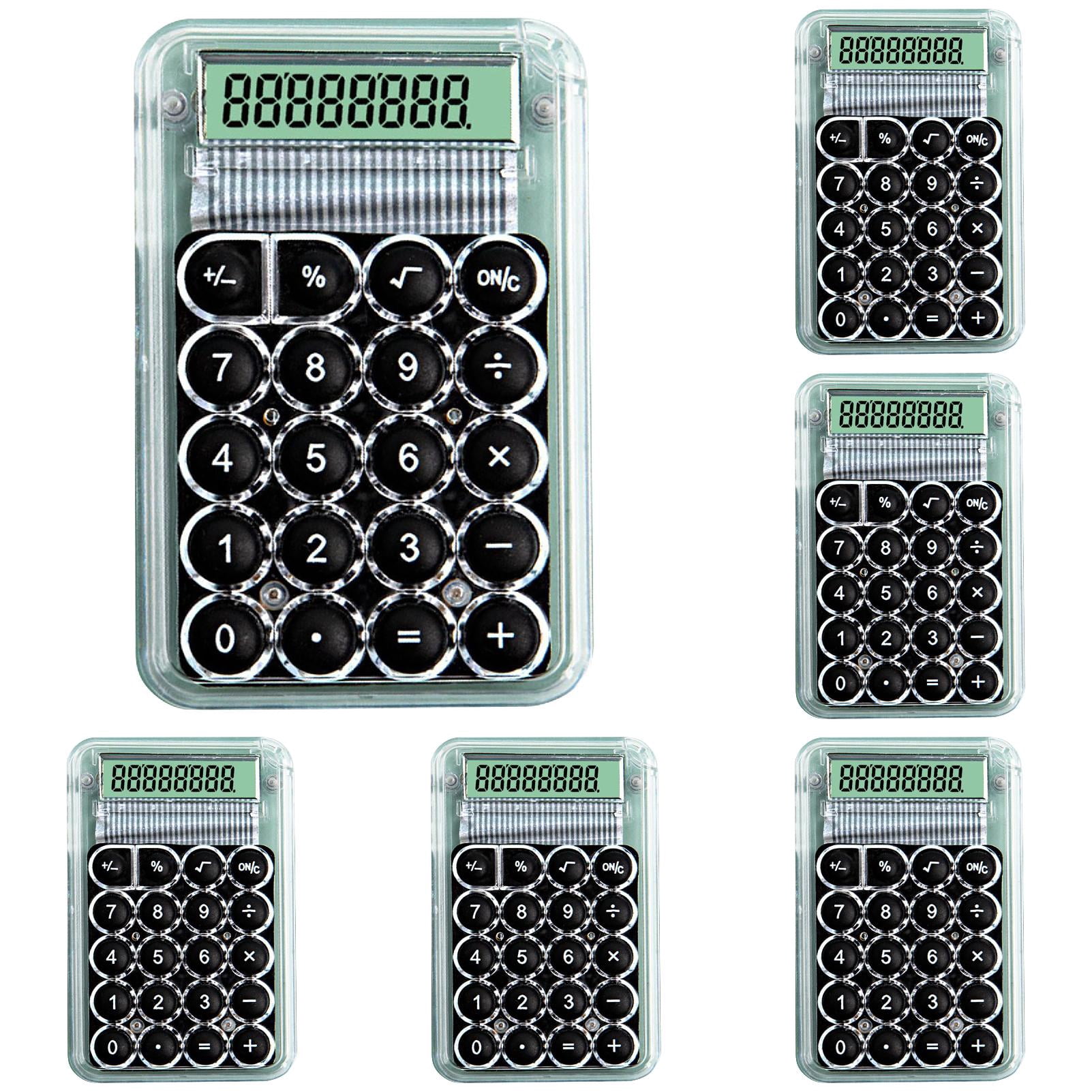 2-6Pcs 3x2 Inch Back-to-School Supplies Calculator Mechanical Switch Calculator Desktop 8 Digits - with Big Buttons LCD Display for School Home Office, Handheld Mechanical Calculator for Students