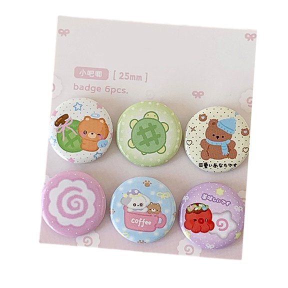 2. 6Pcs Cartoon Badge Pins, Metal Lapel Pins for School Bags, Coats, Hats, Backpacks Decorative Accessories