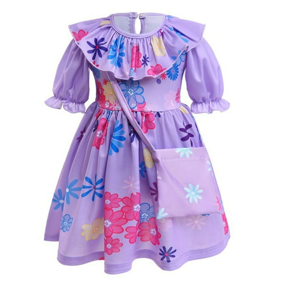 2-6T Baby Girls Mirabel Costume Dress Cosplay Princess Dress w/Bag