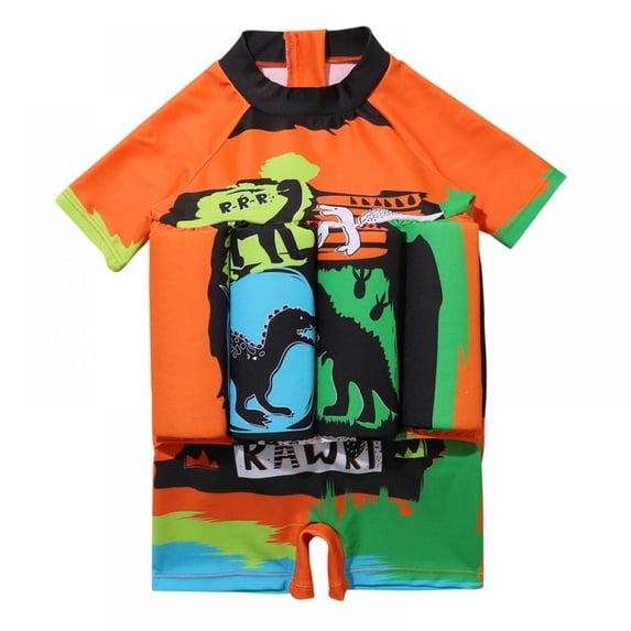2-6T Kids Rashguard One-piece Swimsuits Bathing Suit, Uccdo Little Boys Girls Cartoon Printed Buoyancy Float Suits 2-6 Years