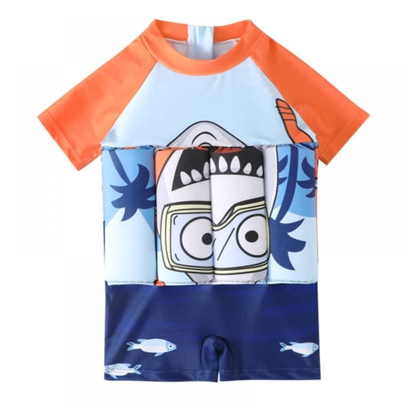 2-6T Kids Rashguard One-piece Swimsuits Bathing Suit, Uccdo Little Boys Girls Cartoon Printed Buoyancy Float Suits 2-6 Years