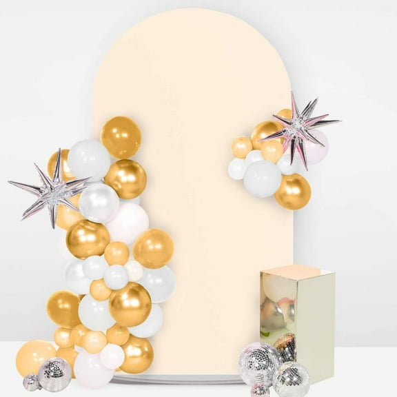 2.6X6FT Beige Spandex Backdrop Cover for Wedding Arches Durable and Stylish for Any Occasion